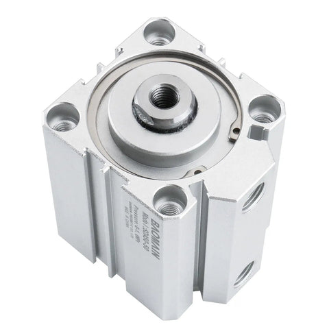 Compact Double Acting Air Cylinder Workhorse with 50mm Bore and 50mm Stroke, aluminum body, top view