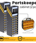 Pro Grade Van Storage Cabinet With Eight Removable Parts Bins And Two Reinforced Shelves Jobsite Ready Tool Organizer for Work Trucks