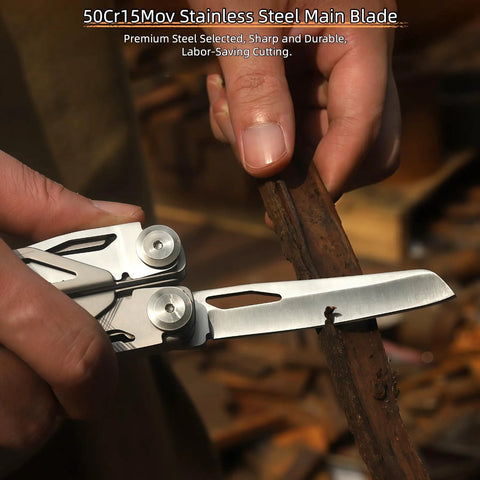 Beast Mode All In One Survival Multitool Pliers with 420 stainless steel build cutting wood with 50Cr15MoV blade.