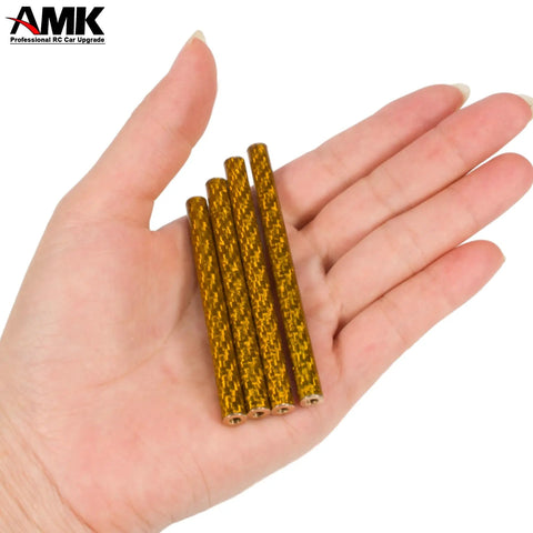 Hand holding six pack 78mm carbon fiber bumper tube link rods for 1 to 10 crawler LCG chassis upgrade kit for DIY cheater rigs fits Axial SCX10 II Element Enduro TRX4 TRX6 upgrades