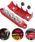 Heavy Duty Four Stud Power Distribution Block 250 Amp Bus Bar Junction With Weather Shield For Car Truck Rv Marine Boat showing brass terminals and mounting options.