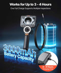 4-Way Articulating Endoscope With Light, 1080P HD Borescope Camera, Ultra Slim 0.15 Inch Probe, Flexible Snake Scope For Tight Spots, Wall And Auto Inspections, 4.9 Foot Cable, Clear View In Narrow Cracks. 3000mAh battery shown