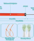 High Pressure Air Toilet Plunger With Flexible Drain Snake For Blasting Through Stubborn Bathroom And Kitchen Clogs, featuring red ABS grip, steel components.