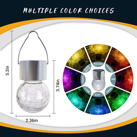 8 Pack Solar Hanging Lights Outdoor Waterproof Lanterns For Garden Decor Color Changing Cracked Glass Yard Fence And Trees