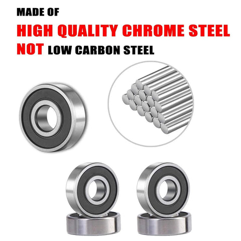 Donepart R12-2RS ball bearings, chrome steel, double sealed, 3/4 x 1-5/8 x 7/16 in, 10-pack