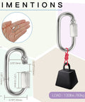Five Pack M3 5 Stainless Steel Quick Link Chains One Eighth Inch D Shape Locking Connectors showing size dimensions and load capacity