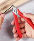 Person using Precision Wire Cutters Flush Cutters For Electronics And Jewelry Making, Spring Loaded Side Cutting Pliers on soft wire