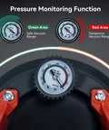 Front view of 2-pack 8-inch heavy-duty suction cups with orange handles and built-in vacuum gauge for lifting glass.