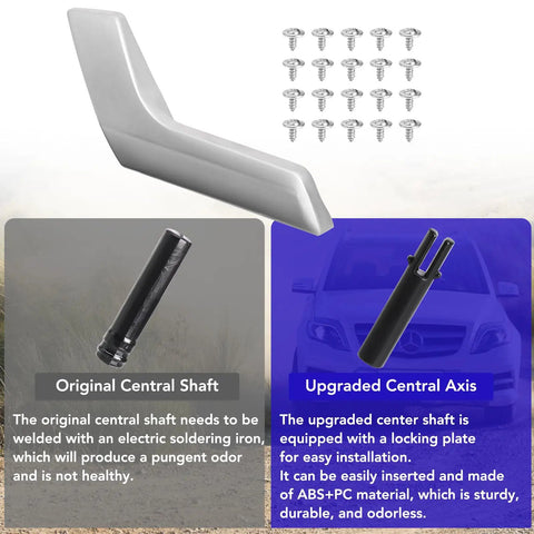 Mercedes Benz Interior Metal Front And Rear Left Driver Side Matte Silver Door Handle Repair Kit Fits W204 X204 C250 C300 C350 C400 C63 AMG GLK250 GLK300 GLK350 Super Easy Install No Soldering Required replacement and screws with central shaft comparison.