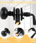 Beefy Solid Brass Storm Door Latch With Lock Durable Screen Door Handle Set in black finish showing adjustable latch