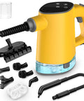 1200W Handheld Steam Cleaner Heats Up In Just 10 Seconds For A Straight Up No Hassle Deep Clean Knocking Out Bathroom Grout And Kitchen Grease With Adjustable Settings For A Quick Home Refresh That Delivers, features attachments and tank.