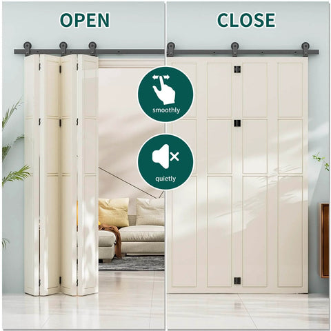 90 Inch Bi Folding Barn Door Hardware Track Kit For Eight Panels Accordion Style Durable Smooth Operation And Easy Install
