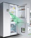 Digital Refrigerator Freezer Thermometer With Extra Sensor For Indoor Outdoor Use Humidity Hygrometer And Max Min Memory Reptile And Aquarium Temp Monitor Fridge Freezer Thermometer 1.5m Probe 24 Hour Recall Black mounted on fridge door