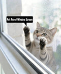 Cat attempting to claw Pet Proof Fiberglass Window Screen Mesh Roll 36 Inch By 50 Feet DIY Replacement Netting for windows.
