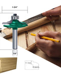 Five Piece Woodworking Router Bit Set With 1 Quarter Inch Shank For Cabinets, Doors, Frames And Molding, Razor Sharp Carbide Cutters For CNC Milling, A Breeze To Use On MDF, Solid Wood, Particle Board, And Plywood. 1/4 in router bit for cabinet door profiling and wood trimming