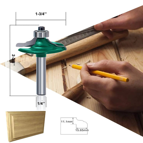 Five Piece Woodworking Router Bit Set With 1 Quarter Inch Shank For Cabinets, Doors, Frames And Molding, Razor Sharp Carbide Cutters For CNC Milling, A Breeze To Use On MDF, Solid Wood, Particle Board, And Plywood. 1/4 in router bit for cabinet door profiling and wood trimming