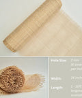 Top Shelf Natural Radio Weave Rattan Cane Webbing Roll 24 By 84 Inches Solid Build Prefab Sheet showing rolled rattan with detailed weave.