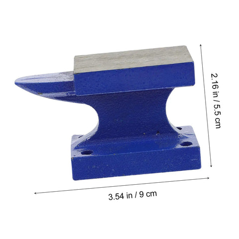 Heavy Duty Horn Pad Tool For Blacksmithing And Jewelry Making, sturdy blue hand knock pad with size dimensions.