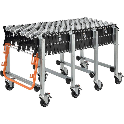 Heavy Duty Flexible Gravity Conveyor With Smooth Skate Wheels Expands From 3 Feet 3 Inches To 12 Feet 10 Inches And Makes Heavy Hauling A Breeze Without Any Stress In Your Warehouse