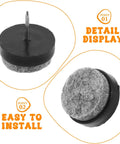 Close-up of No Slip Felt Pads For Furniture Feet And Chair Legs showcasing nail and felt texture for easy installation and scratch prevention.
