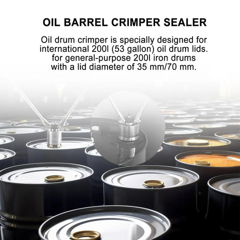 Manual Oil Barrel Sealing Machine With 35mm And 70mm Crimper Heads For 53 Gallon Drums Built Tough For Liquid Packaging Lid Making Barrel Production Lubricating Oil Coating Grain And Oil Processing High Precision Durable Industrial Tool on 200L iron drums