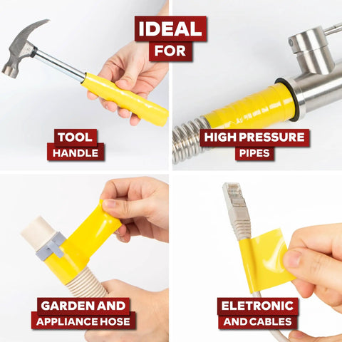 Go To Self Fusing Silicone Tape Pro Yellow 1.5 Inch By 15 Feet Thick 30 Mil Non Adhesive Repair Tape sealing various items