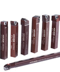 Front view of Accusize 9‑pc 1/2 in shank indexable carbide turning tools and boring bar set for aluminum