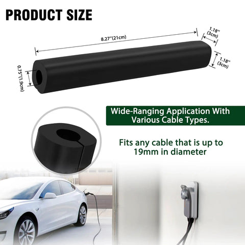 Dimensions and features of EV Cable Protector Pass Through for Garage Door Heavy Duty Rubber Guard 19mm Inner Diameter