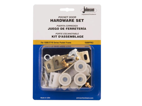 Replacement Hardware Kit For Doors With 2 Hangers, 2 Door Guides, 1 Door Stop, 1 Wrench And 1 Screw Pack Made In USA