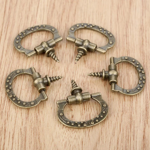 Mini Cabinet Knob Set Ten Pack Antique Bronze Finish With Self Tapping Screws, zinc alloy material, for furniture, 24x27mm size.
