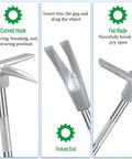Features of 30 Inch Halligan Tool For Emergency Breaching And Rescue Use showing curved hook, forked end, and flat blade for prying.