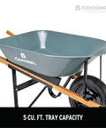 Five Cubic Foot Heavy Duty Garden Cart With 15 Inch Flat Free Tire For Gardening Planting And Outdoor Projects Durable Steel Frame