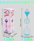 Glass Hand Boiler Science Toy Set 4 Pack For Kids, Hands On Heat Transfer Demonstration shown with dimensions