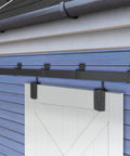 Weatherproof 10Ft Sliding Barn Door Hardware Kit Heavy Duty Track System for Indoor and Exterior Use Galvanized Steel with Floor Guide