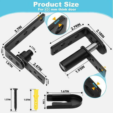 Beefy Heavy Saloon And Cafe Door Hinges With Self Return Double Swing Bar Door Hardware in 304 Stainless Steel shown with dimensions.
