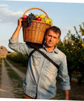 Ergonomic Wear-Resistant Shoulder Pad For Workers Heavy-Duty Canvas And Felt Cushion For Carrying Gear At Warehouses And Construction Sites Worksite-Ready Reusable Comfortable Back Support Durable Shock Absorption on man carrying fruit basket