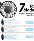 Neck Wearable Portable Fan With 2500mAh Battery USB Rechargeable Hands Free Dual Head Rotatable Mini Face Cooling Personal Fan 3 speed settings diagram