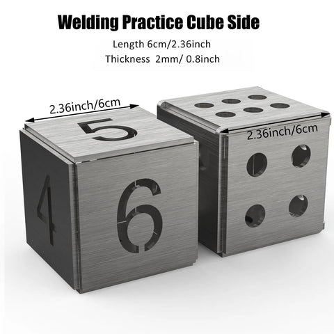 Welding Practice Kit For Beginners Duo Set, Hands On Dice And Cube Welding Coupons For MIG TIG Stick ARC Training, Durable Steel