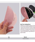 Grab These Fresh 10 Pc Sanding Discs With Hook Loop Backing That Fit Perfectly In Your Grip, showing a flexible pink sanding disc.