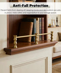 4 Pack Unlacquered Antique Brass Gallery Rails For Shelving Featuring Rock Solid Anti Slide Edges That Double As Heavy Duty Bookends.