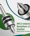 MT2 Ball Bearing Morse Taper Live Center Internal Rotation For Wood And Metal Lathes Medium Duty Triple Bearing CNC Turning