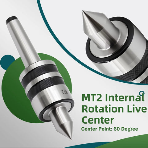 MT2 Ball Bearing Morse Taper Live Center Internal Rotation For Wood And Metal Lathes Medium Duty Triple Bearing CNC Turning