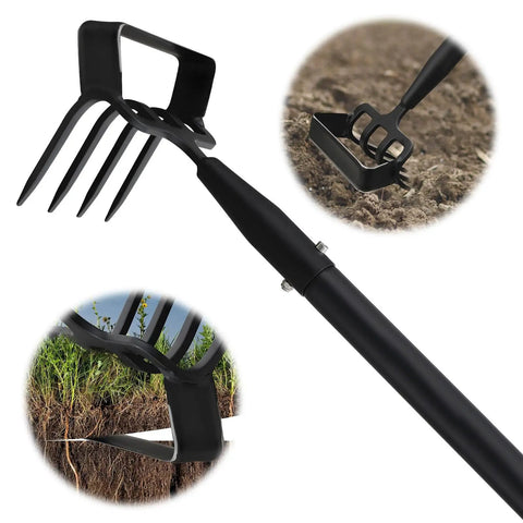 Beast Of A Heavy Duty Garden Hoe And Tiller 2 In 1 Tool With Adjustable 62 Inch Handle Featuring Metal Stirrup Hoe And Wide Spaced Spurs