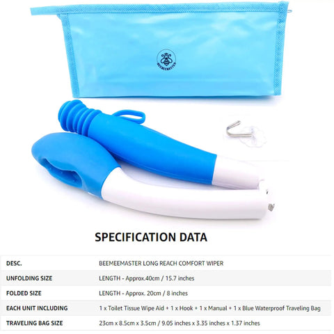 Foldable Long Reach Toilet Wiper Aid With Hook No Bend Easy Self Wipe Helper For Disabled And Bariatric Patients Toilet Tissue Accessory