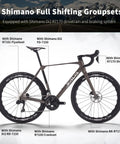 Carbon Road Bike With Ultra Light T1000 Frame, 24 Speed Shimano 105 Di2 R7170 Shifting, full view with components labeled