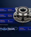 Front Wheel Hub And Bearing Assembly For Mazda 3 2014 2017 And Mazda CX 3 2016 2017 5 Lug 2 Piece ABS Compatible Direct Fit Replacement Wheel Hub Bearings Set For Front Axle.