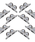 10 Pack Heavy Duty Mini Furniture Casters That Roll Like A Dream With Silent TPE Pads For Tool Benches Cabinet Drawers And Office Desks Quick Bolt Install showing steel and rubber wheels ideal for smooth movement.