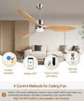 52 Inch Dope Smart Ceiling Fan With Lights Remote Control Three Way Control Solid Wood Blades Quiet Silicon Steel DC Motor