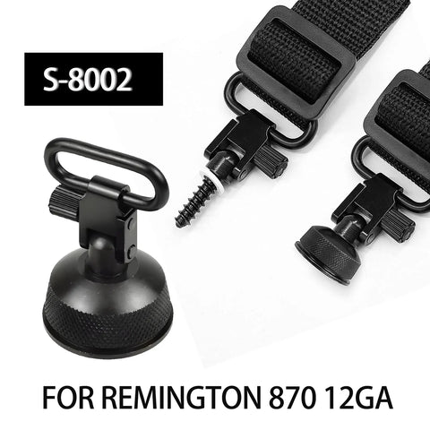 Sling Mount Kit For Remington 870 Express 12 Gauge With All Steel Construction Three Lock Design And 1 Inch Quick Release Sling Rotation Complete Mounting Hardware Included, black steel components visible.