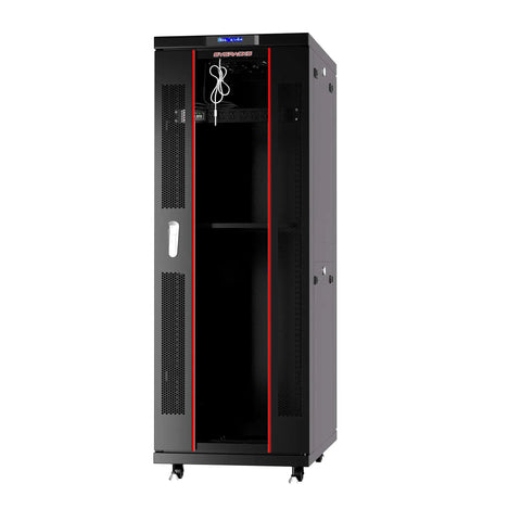Built Different 37U Server Rack Cabinet 39 Inch Deep Locking Network Enclosure with Thermosystem LCD and high-speed fans